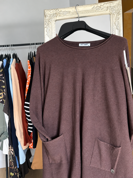 Pull marron chocolat à poches