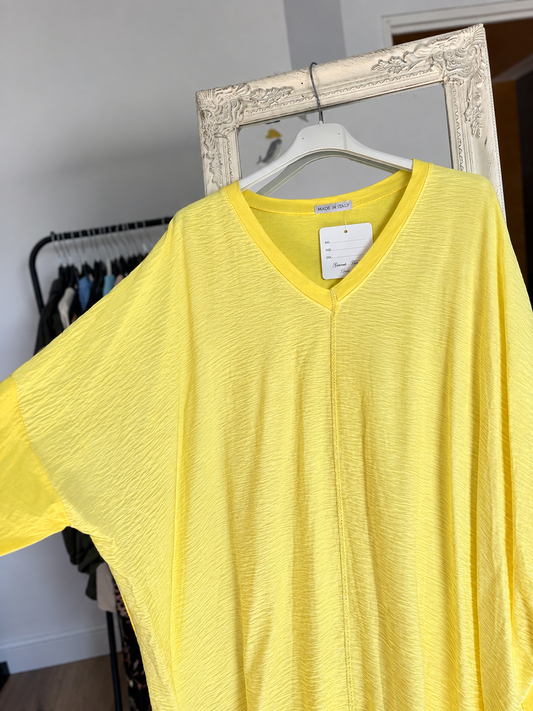 Top jaune uni col V