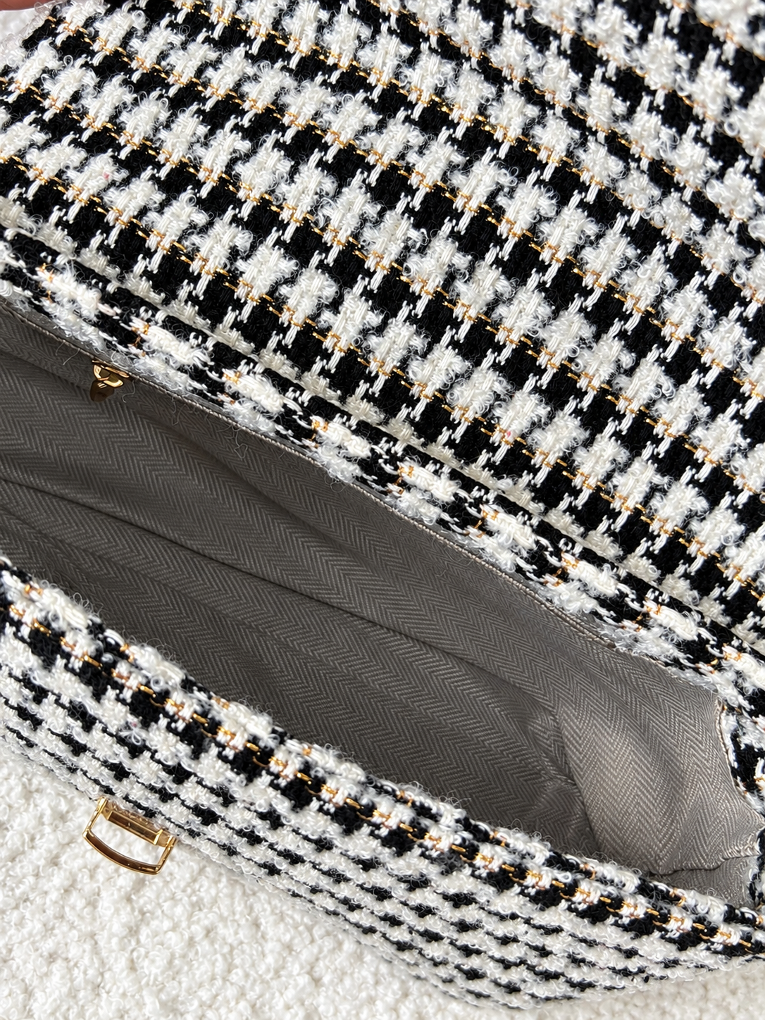 Sac à main tweed noir & blanc