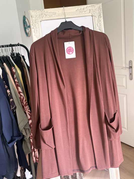 Gilet long côtelé marron