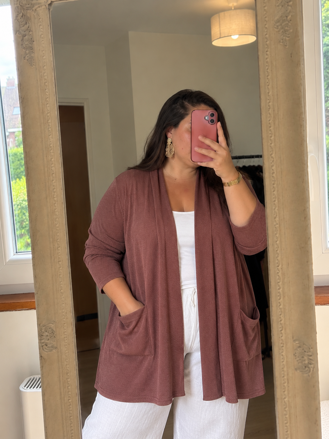 Gilet long côtelé marron