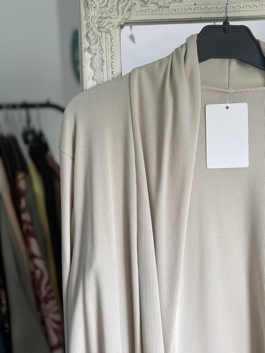 Gilet long côtelé beige clair