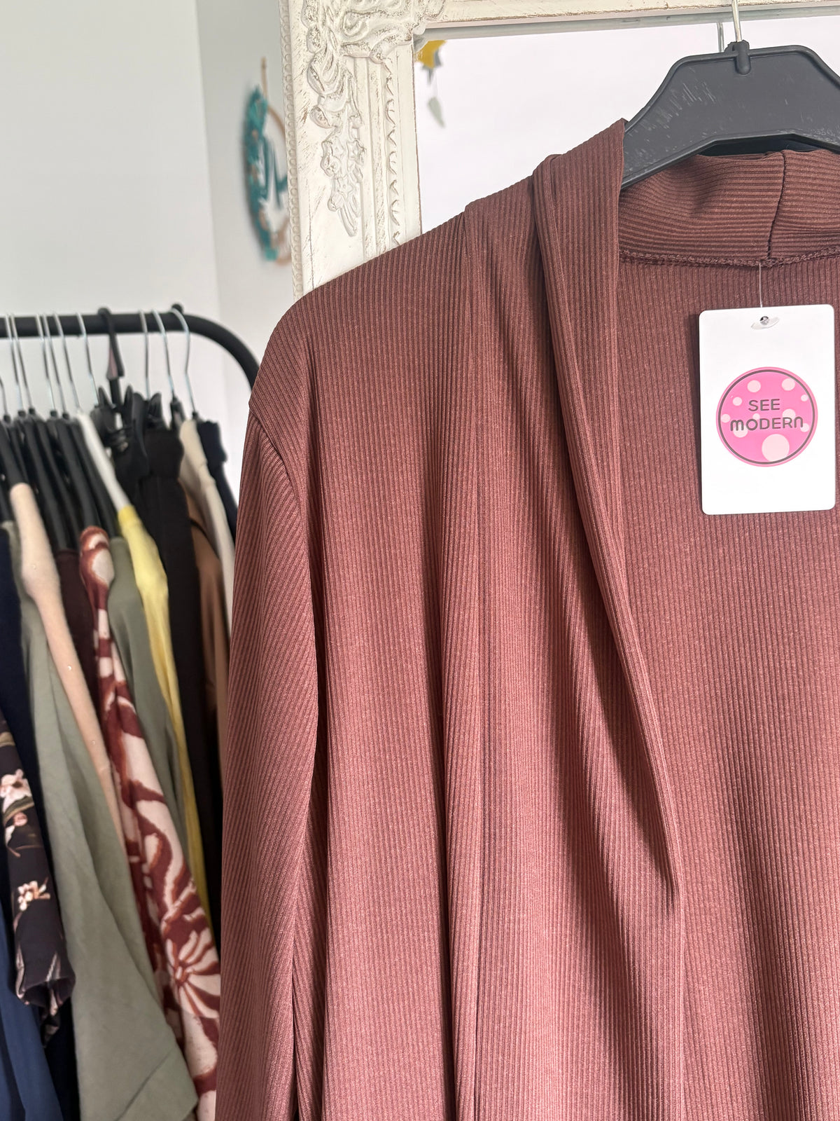Gilet long côtelé marron