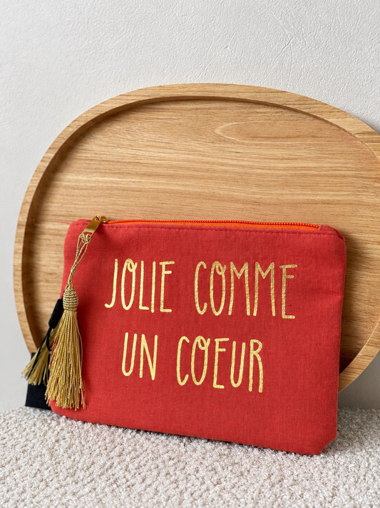 Pochette en coton « Jolie comme un cœur »