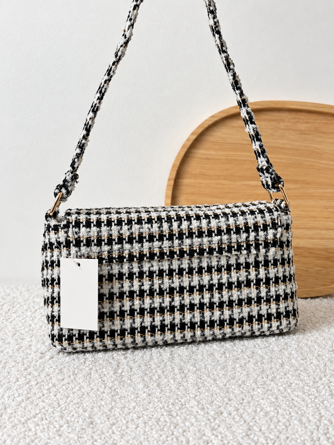 Sac à main tweed noir & blanc