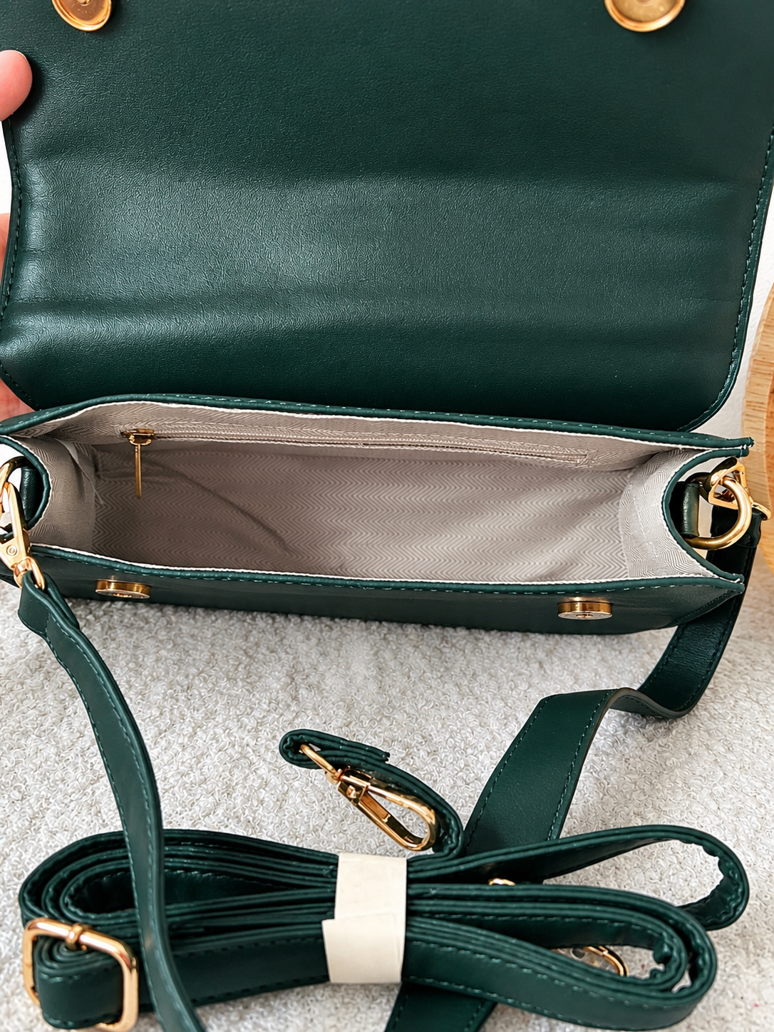 Sac bandoulière chic vert sapin & tweed